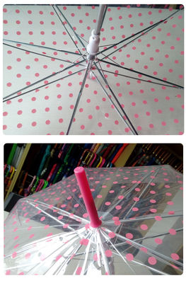 مظلة مطر شفافة باللون الوردي منقط POE للأطفال