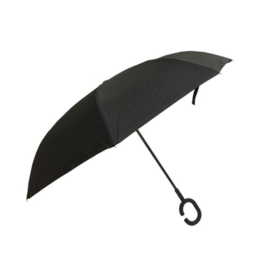 حر اليدين C مقبض مظلة معكوسة مقلوبة قابلة للطي طبقة مزدوجة صامد للريح